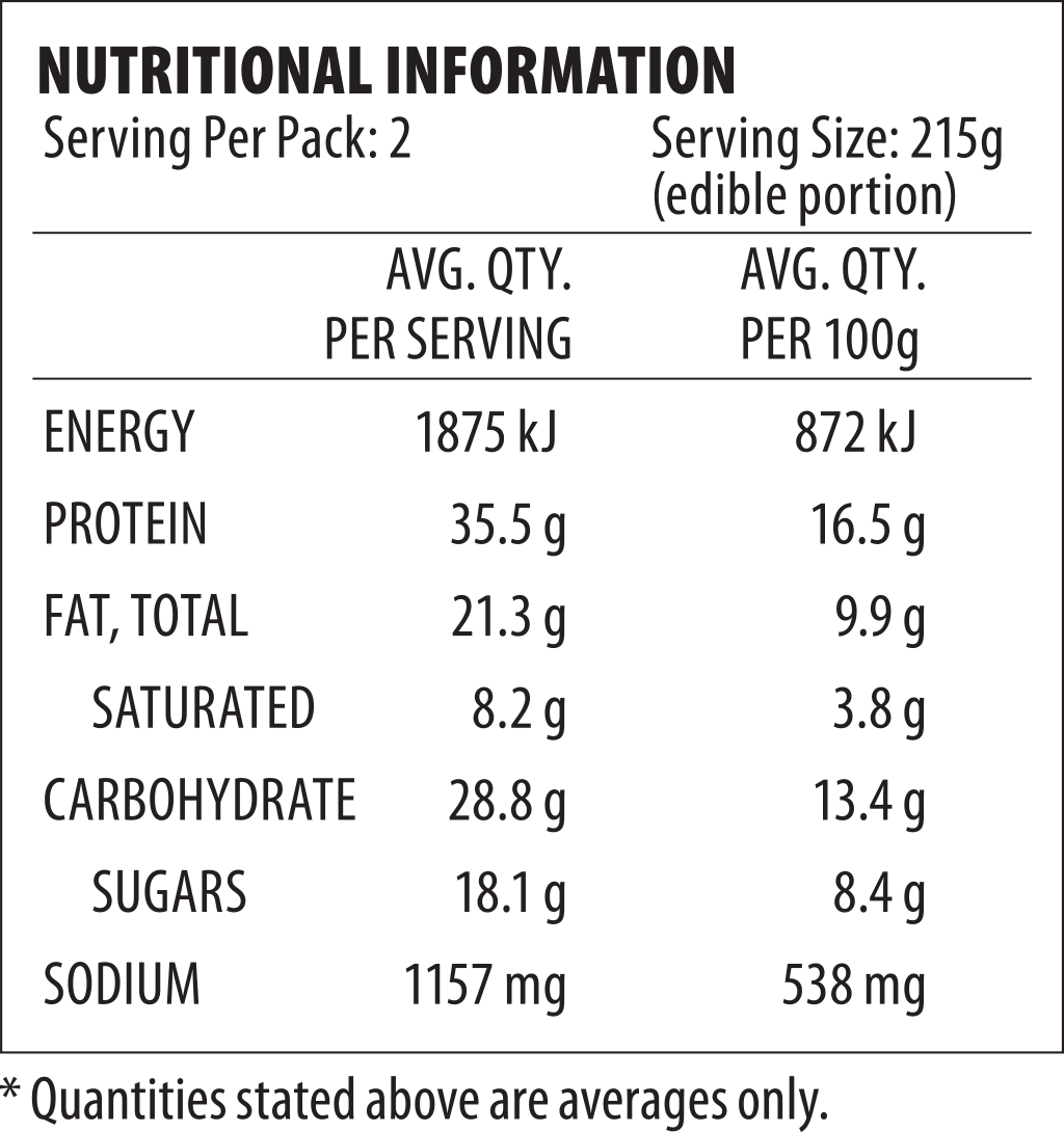 Nutrition Frozen Chinese Ribs